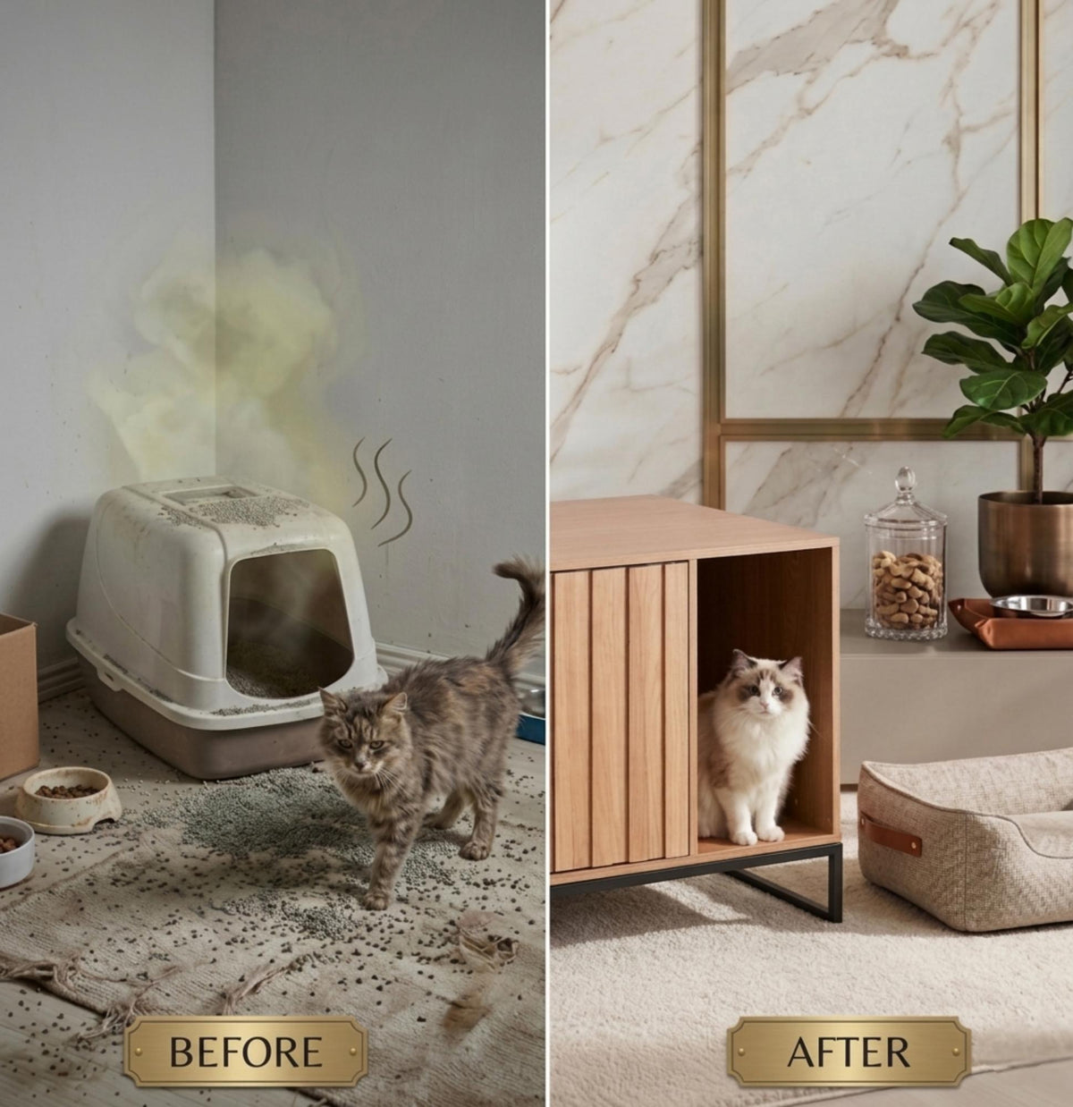 The Hidden Luxury Litter Box Furniture|3-in-1 Premium Pack