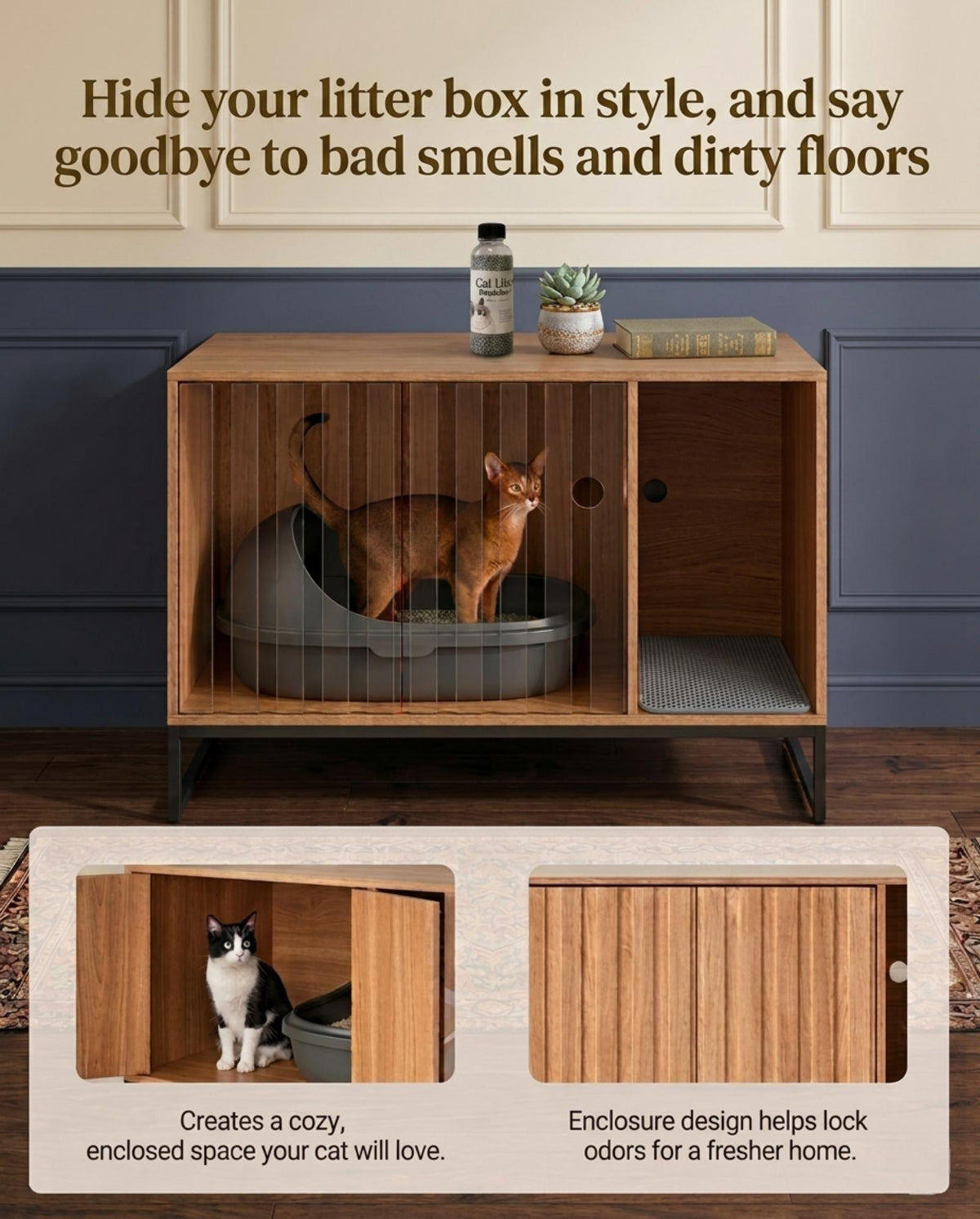 The Hidden Luxury Litter Box Furniture|3-in-1 Premium Pack